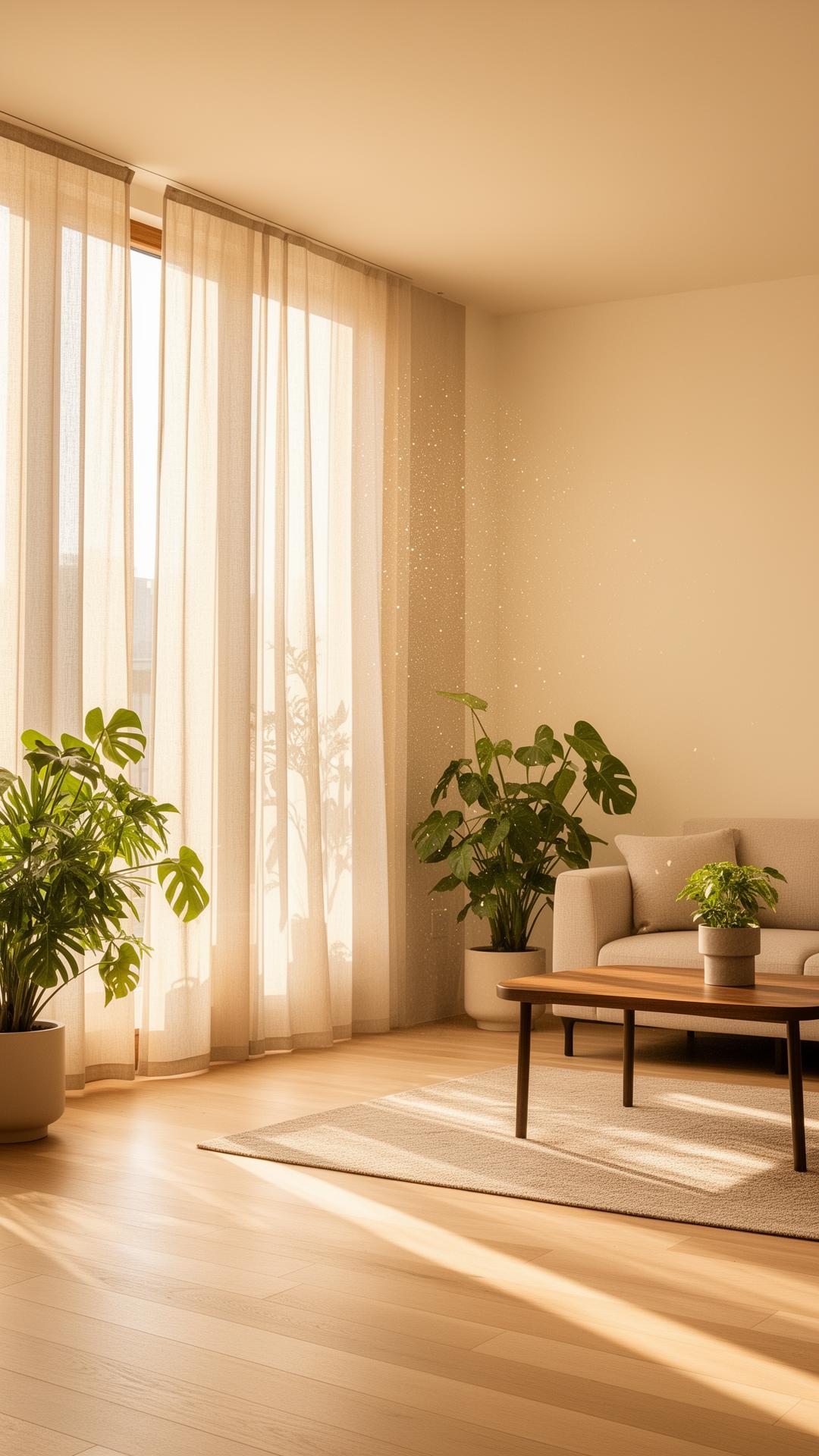 Bright sunlit clean living room